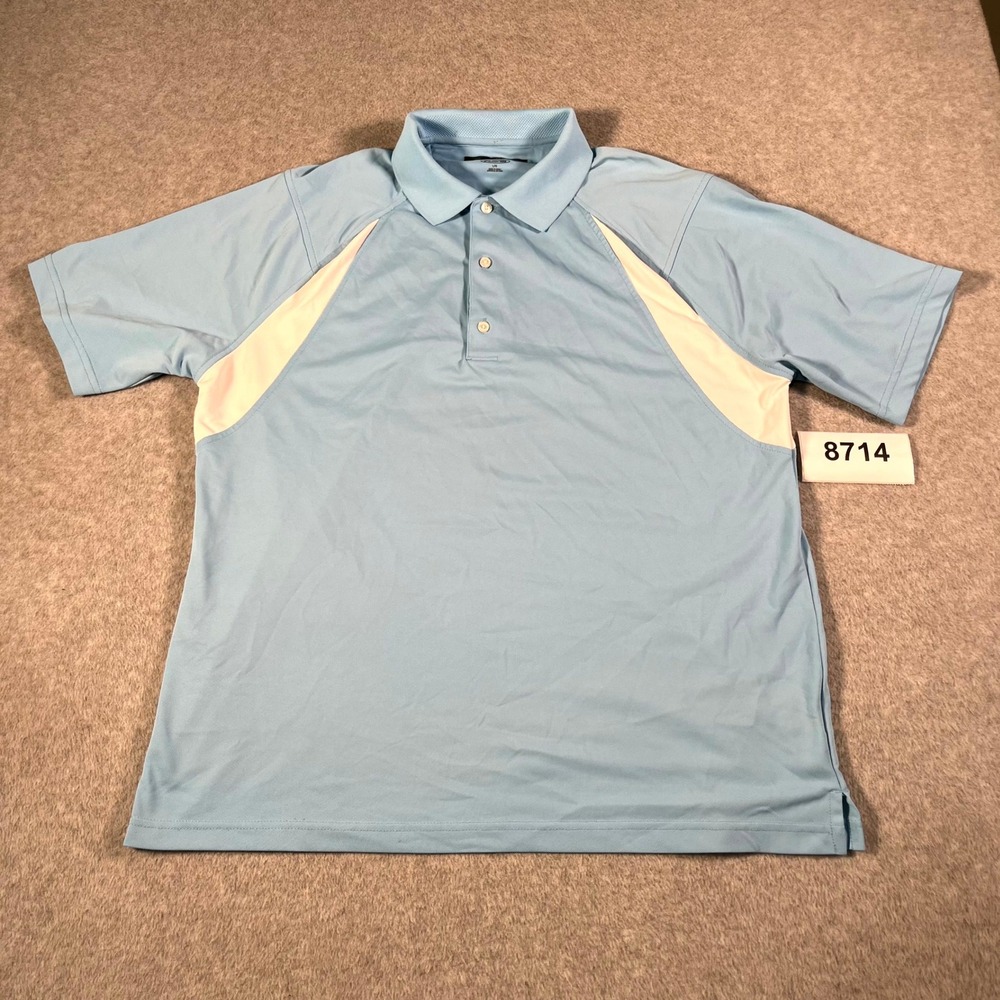 Greg Norman Play Dry Performance Polo Shirt Mens Large Blue Golf Tennis Casual